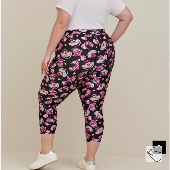 NWT Disney Alice in Wonderland Platinum Capri Legging-Liquid Black Cheshire Cat - Picture 4 of 10